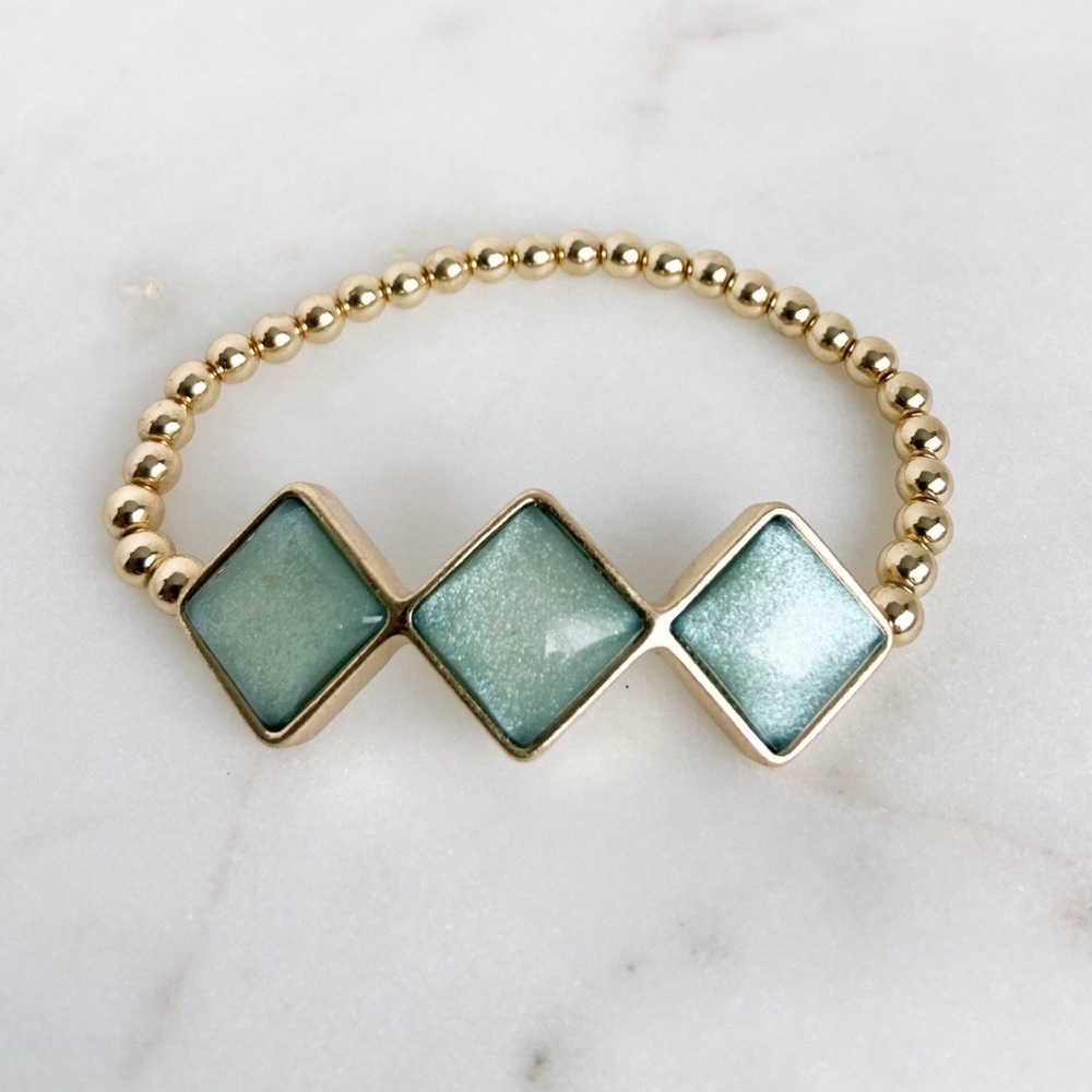 Mint & Gold Bead Bracelet